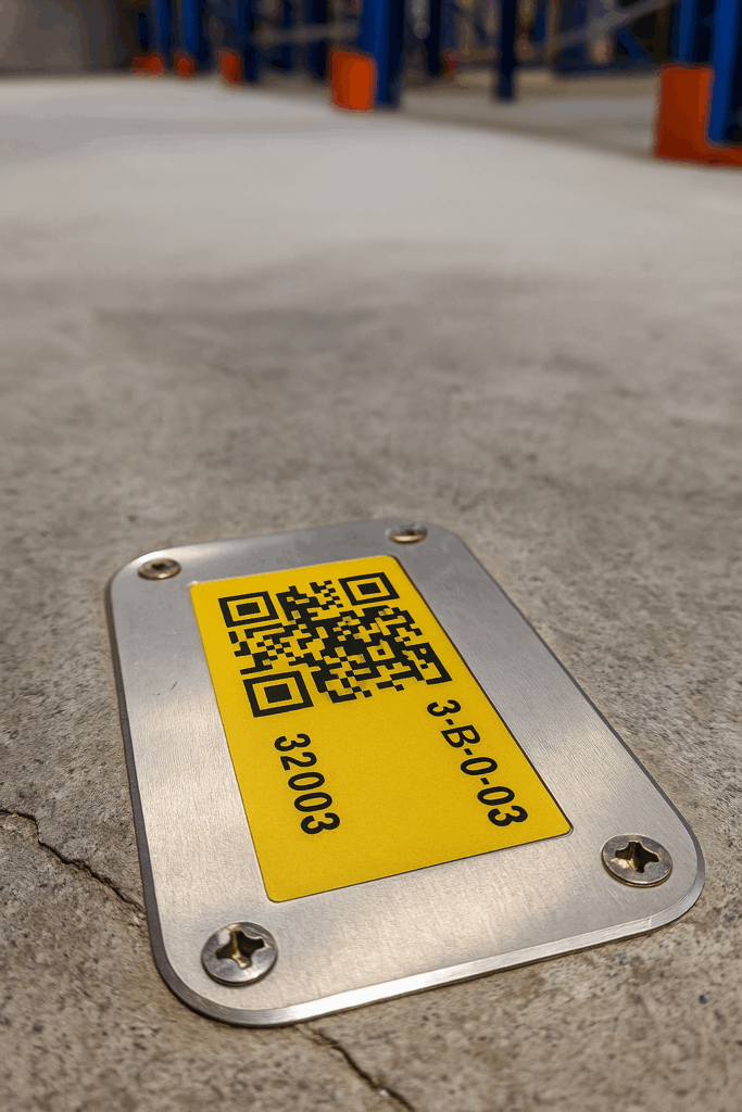 plaque QR code en métal industrie